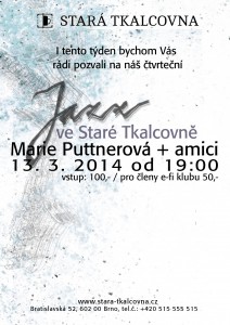 Jazzový čtvrtek: Marie Puttnerová + amici (CZ/IT) Jazzový čtvrtek: Marie Puttnerová + amici (CZ/IT)